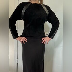 RARE Black & Suede Vintage Women's Top